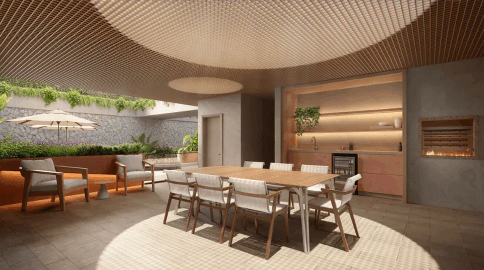 Espaço gourmet externo com churrasqueira